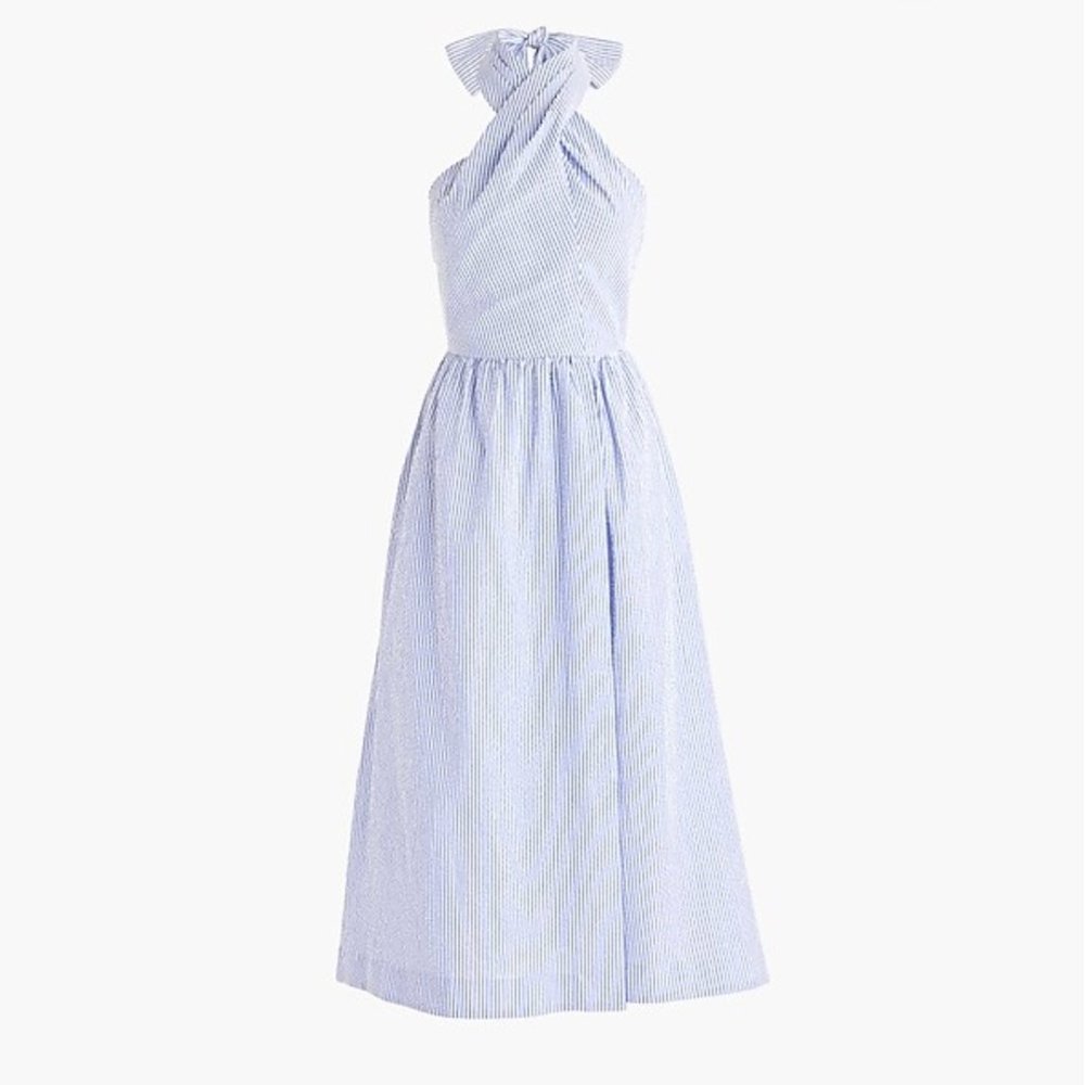 J.Crew Midi Sarong Dress in Seersucker